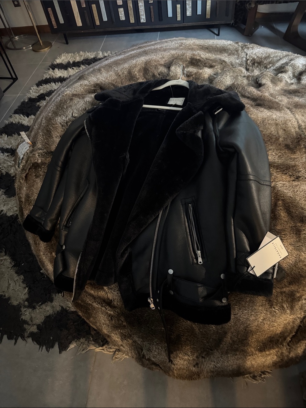 bagatelle Black Faux Leather Shearling Moto Jacket